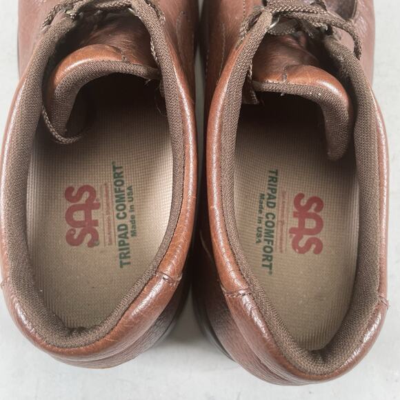 SAS Bout Time Men’s 10 N Brown Pebbled Leather Casual Walking Shoes Oxford EUC - Picture 8 of 9